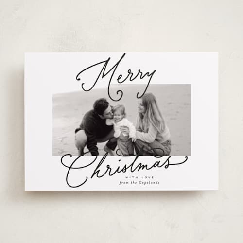 This is a snow photo christmas cards with standard by Everett Paper Goods called aerial printing on recycled smooth signature in standard