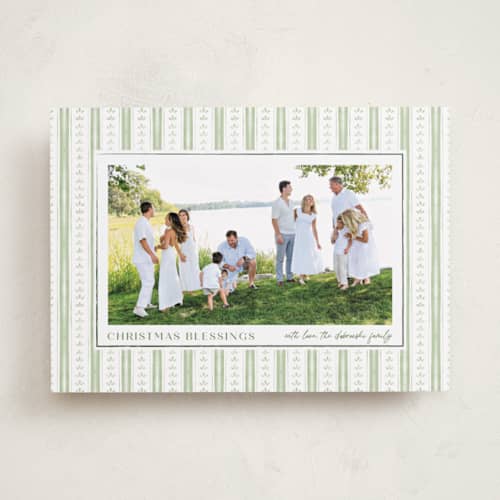 This is a sage photo christmas cards with standard by Jacquie Foster called heirloom christmas printing on recycled smooth signature in standard