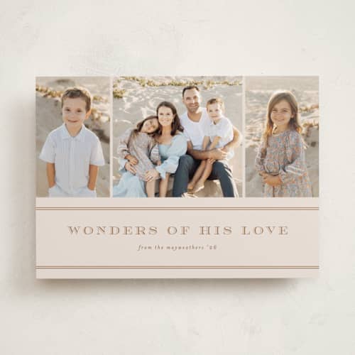 This is a chai photo christmas cards with standard by Stacey Meacham called engraved trio printing on recycled smooth signature in standard