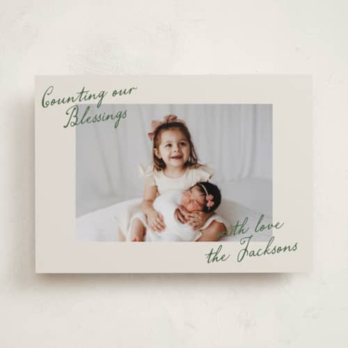 This is a pine needle photo christmas cards with standard by Deynaaz Daraei called luant printing on recycled smooth signature in standard