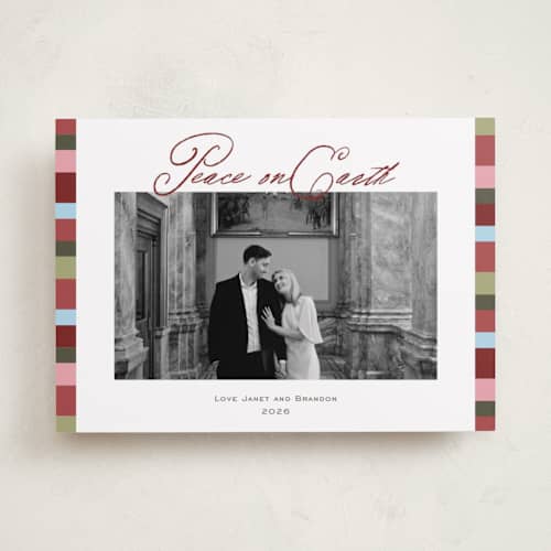 This is a mulled wine photo christmas cards with standard by Kat Roberts called striped edge printing on recycled smooth signature in standard