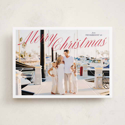 This is a berry photo christmas cards with standard by Maja Cunningham called holiday classic printing on recycled smooth signature in standard