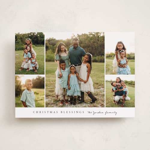 This is a snow photo christmas cards with standard by Angela Garrick called blessed five printing on recycled smooth signature in standard