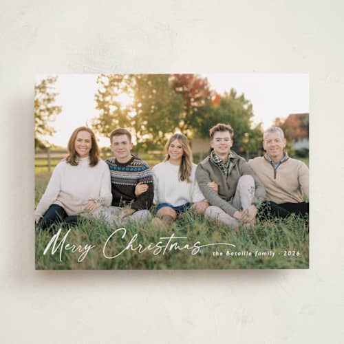 This is a ivory photo christmas cards with standard by Chris Griffith called holiday glee printing on recycled smooth signature in standard