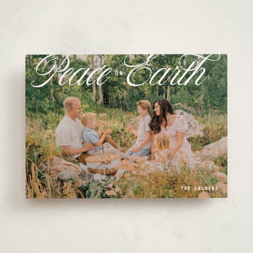 This is a snow photo christmas cards with standard by Kristie Kern called amora printing on recycled smooth signature in standard