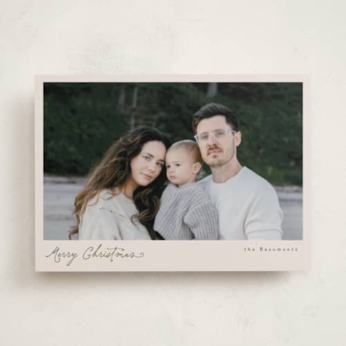 This is a olive photo christmas cards with standard by Tamara Hilje called a little whimsy printing on recycled smooth signature in standard