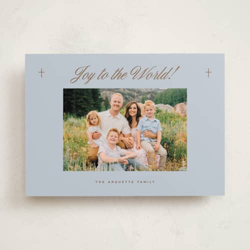 This is a frost photo christmas cards with standard by Paper Raven Co. called script song printing on recycled smooth signature in standard