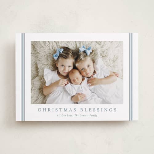 This is a icicle photo christmas cards with standard by Carolyn MacLaren called striped blessings printing on recycled smooth signature in standard