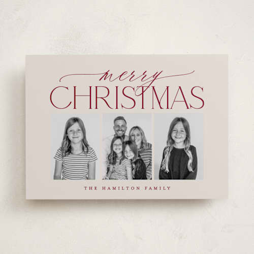 This is a gingerbread photo christmas cards with standard by Brooke Chandler called merry christmas trio printing on recycled smooth signature in standard