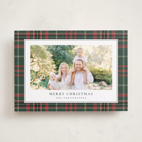 This is a flannel photo christmas cards with standard by Wildfield Paper Co called apres ski printing on recycled smooth signature in standard