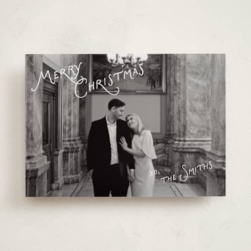 This is a snow photo christmas cards with standard by taylorVdesign called corner notes printing on recycled smooth signature in standard