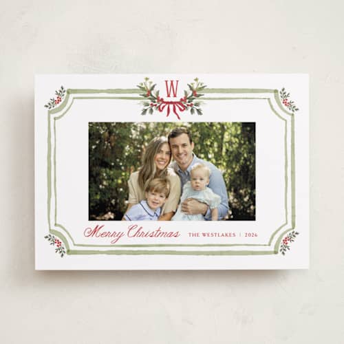 This is a pine needle photo christmas cards with standard by Melanie Kosuge called piedmont printing on recycled smooth signature in standard