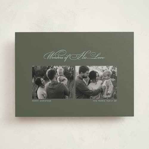 This is a pine photo christmas cards with standard by Lea Delaveris called wonder duo printing on recycled smooth signature in standard