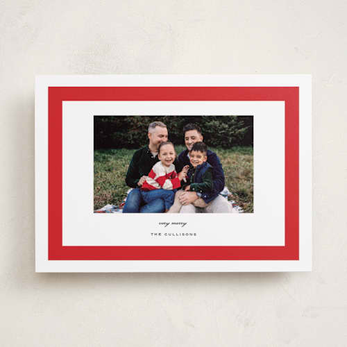 This is a poinsettia photo christmas cards with standard by Sara Hicks Malone called merry reverie printing on recycled smooth signature in standard