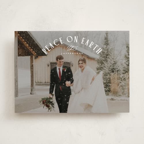 This is a snow photo christmas cards with standard by Everett Paper Goods called joy around printing on recycled smooth signature in standard
