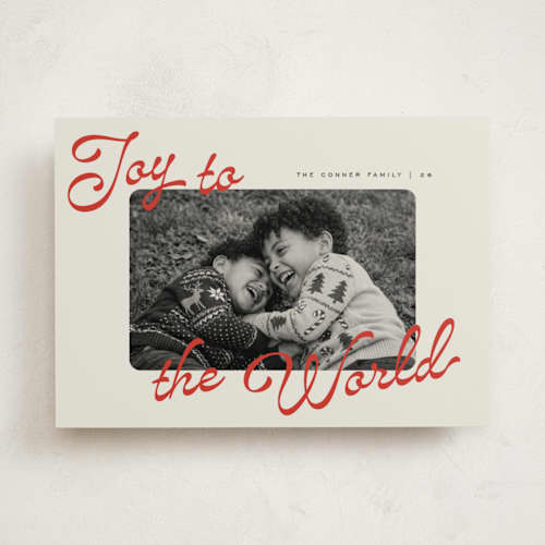 This is a cherry photo christmas cards with standard by Pixel and Hank called joy in color printing on recycled smooth signature in standard