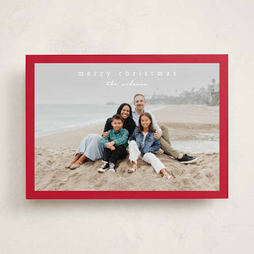 This is a crimson photo christmas cards with standard by Stacey Meacham called simplest border printing on recycled smooth signature in standard