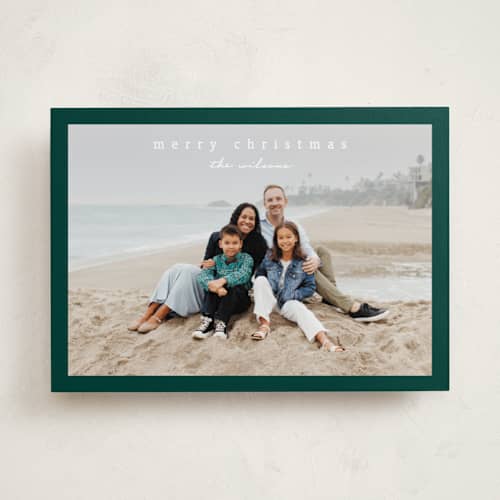 This is a douglas fir photo christmas cards with standard by Stacey Meacham called simplest border printing on recycled smooth signature in standard