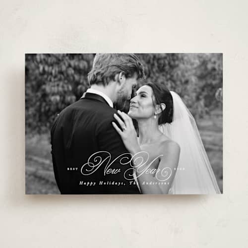This is a snow photo christmas cards with standard by Leah Bisch called most wonderful time printing on recycled smooth signature in standard