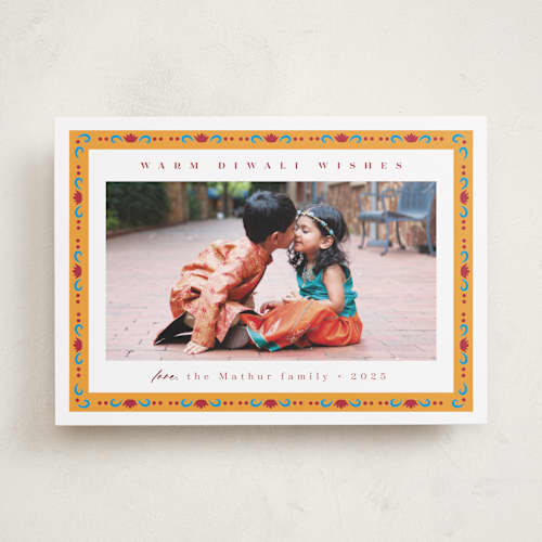 This is a sun diwali cards with standard by Kanika Mathur called festive diwali border printing on recycled smooth signature in standard