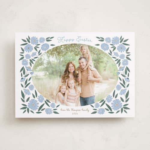 This is a provincial easter photo cards with standard by Jenna Holcomb called easter spring floral printing on recycled smooth signature in standard
