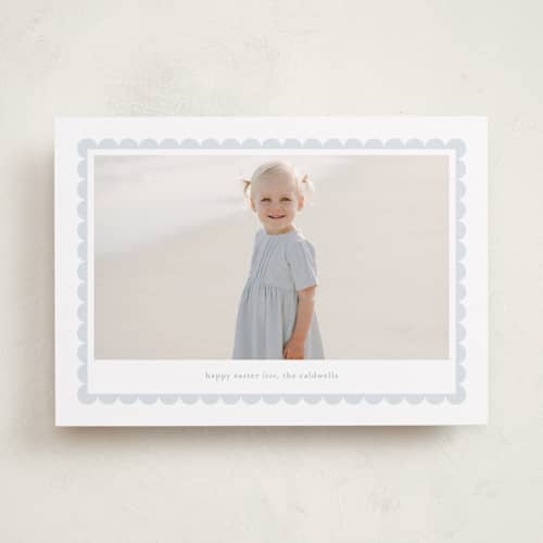This is a hydrangea easter photo cards with standard by Alexandra Cohn called scalloped easter printing on recycled smooth signature in standard