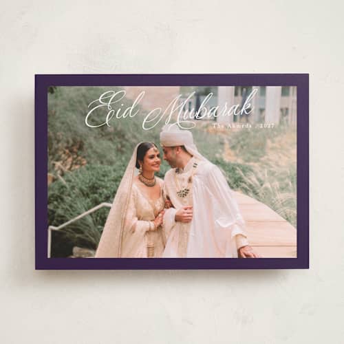 This is a plum eid cards with standard by Morgan Kendall called regal printing on recycled smooth signature in standard