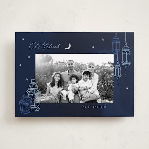 This is a bluebell eid cards with standard by Tamara Hilje called farolas printing on recycled smooth signature in standard
