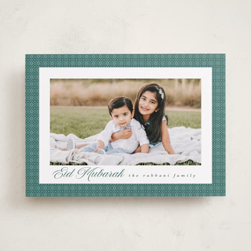 This is a grass eid cards with standard by Angela Garrick called lantern printing on recycled smooth signature in standard