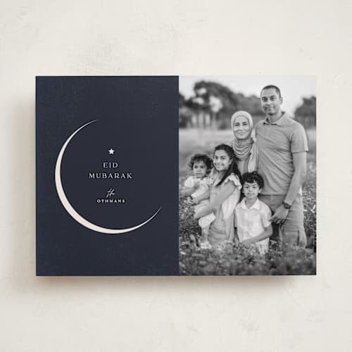 This is a night eid cards with standard by Pati Cascino called eid moon printing on recycled smooth signature in standard