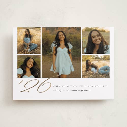 This is a onyx graduation announcements with foil pressed by Olivia Raufman called serene collage printing on recycled smooth signature in standard