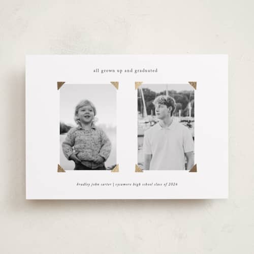 This is a cloud graduation announcements with foil pressed by Gabrielle Neil called grown up printing on recycled smooth signature in standard