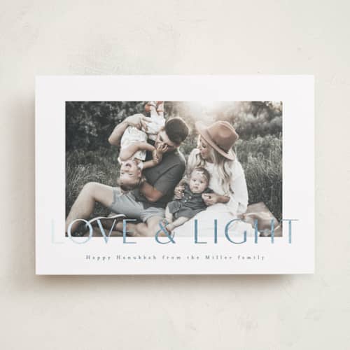 This is a ocean hanukkah cards with foil pressed by AK Graphics called with light printing on recycled smooth signature in standard