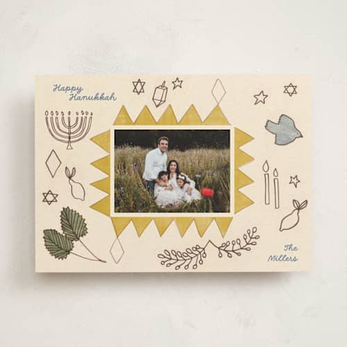 This is a light hanukkah cards with standard by Sumak Studio called month of dreams printing on recycled smooth signature in standard