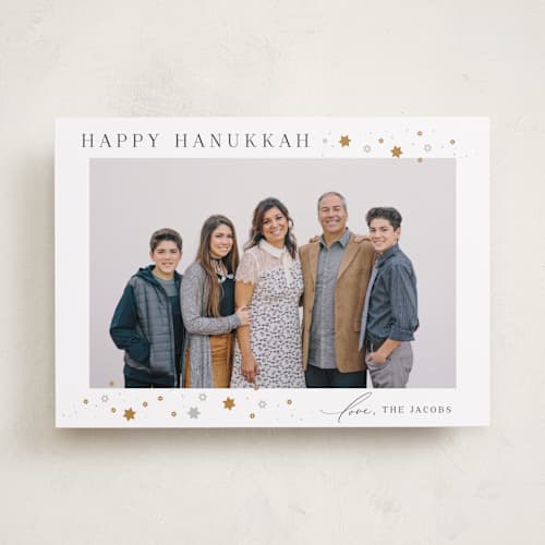 This is a candlelight hanukkah cards with standard by Laura Bercovich called sparkling printing on recycled smooth signature in standard