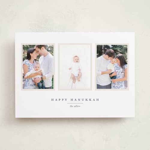 This is a sapphire hanukkah cards with standard by Alexandra Cohn called hanukkah printing on recycled smooth signature in standard