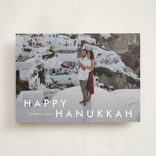 This is a cotton hanukkah cards with standard by Stacey Meacham called happy moments printing on recycled smooth signature in standard
