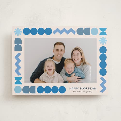 This is a cream hanukkah cards with standard by Iveta Angelova called geo frame printing on recycled smooth signature in standard