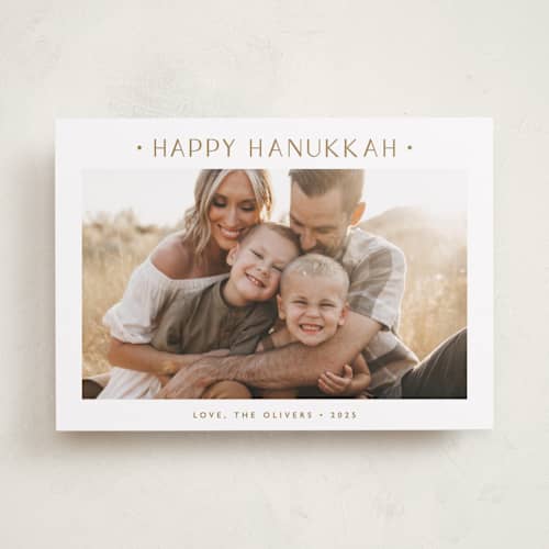 This is a caramel hanukkah cards with standard by Carolyn MacLaren called dotted printing on recycled smooth signature in standard