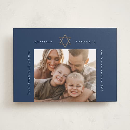 This is a tallit hanukkah cards with standard by Ana de Sousa called modern star of david printing on recycled smooth signature in standard