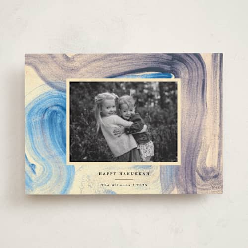 This is a sky hanukkah cards with standard by Sumak Studio called blue painting printing on recycled smooth signature in standard