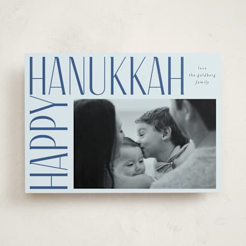 This is a sky hanukkah cards with standard by Iveta Angelova called boldly lettered printing on recycled smooth signature in standard