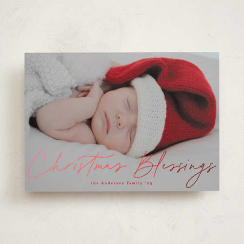 This is a stocking foil pressed holiday cards with foil pressed by Ana Sharpe called so gratefully blessed printing on recycled smooth signature in standard
