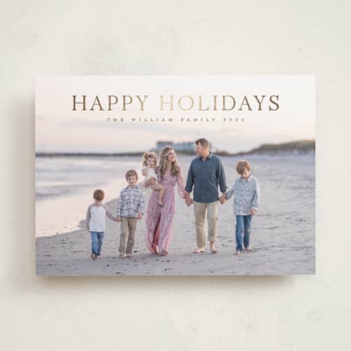 This is a vanilla foil pressed holiday cards with foil pressed by Christy Hy Lee called together printing on recycled smooth signature in standard