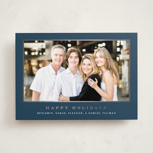 This is a juniper foil pressed holiday cards with foil pressed by Amy Kross called meadows printing on recycled smooth signature in standard