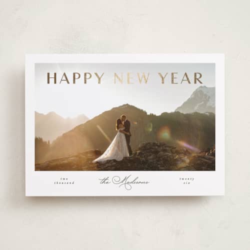 This is a linen foil pressed holiday cards with foil pressed by Vera Lim called nuovo printing on recycled smooth signature in standard