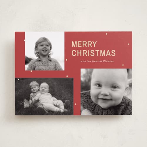 This is a santa foil pressed holiday cards with foil pressed by Ani Somi called dotted printing on recycled smooth signature in standard