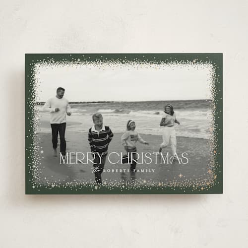 This is a foliage foil pressed holiday cards with foil pressed by Pixel and Hank called twinkle twinkle printing on recycled smooth signature in standard