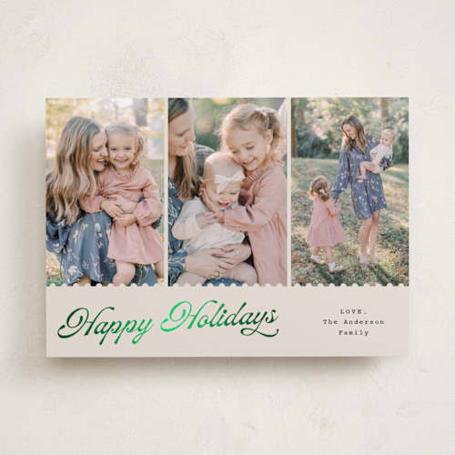 This is a pudding foil pressed holiday cards with foil pressed by Cass Loh called jagged edge printing on recycled smooth signature in standard