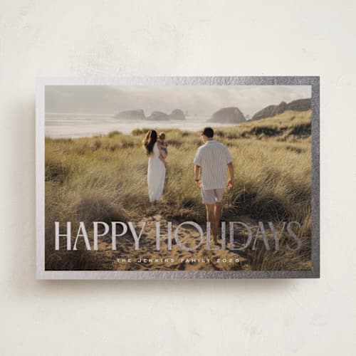 This is a antique foil pressed holiday cards with foil pressed by Nicole Walsh called gilded edge printing on recycled smooth signature in standard